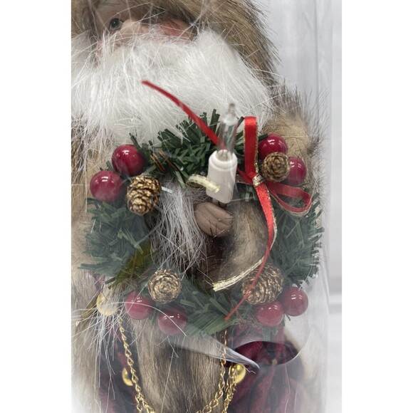 Kurt Adler 10 in. 10-Light Burgundy and Brown Santa Tree Topper Damage Box New - Picture 2 of 12